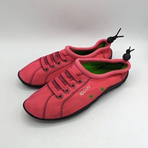Rockin Aqua Sneaks Water Shoes Pink Boat Barbie Womens Size 11 Neoprene Beach - Picture 2 of 5